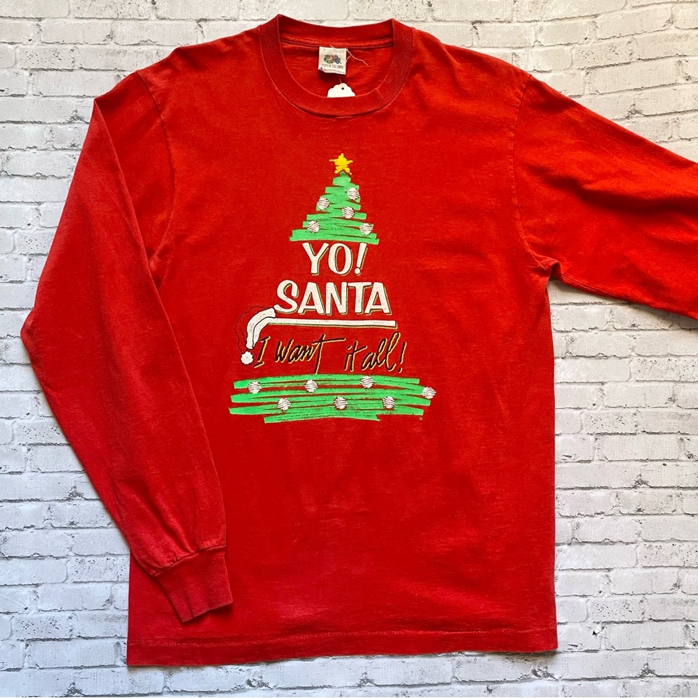 Vintage 90s Christmas Humor Graphic Long Sleeve Shirt